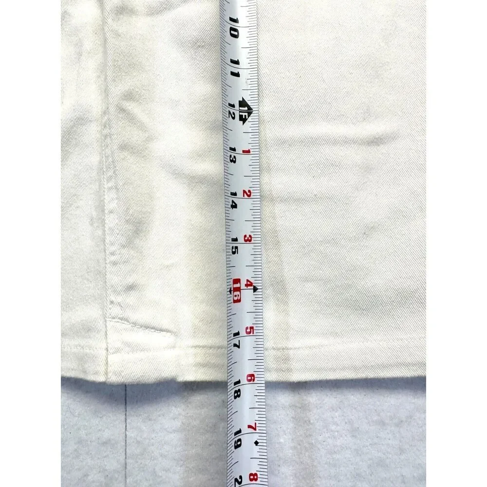 Lauren Ralph Lauren White Denim Mini‎ Skirt Zipper Pockets Size 8 Stretch Cotton